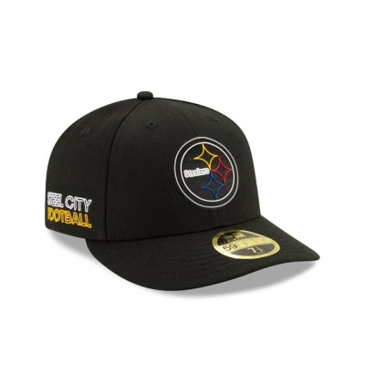 Black Pittsburgh Steelers Hat - New Era NFL Official NFL Draft Low Profile 59FIFTY Fitted Caps USA4386210